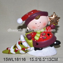2016 nuevos regalos de cerámica de la Navidad, ornamentos de cerámica de la Navidad con la luz llevada
